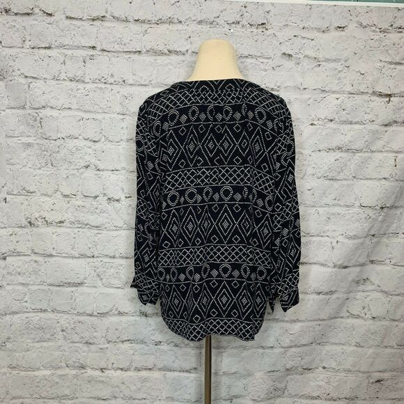 Madewell Black Primal Print 3/4 Sleeve Tunic Blouse Small - Picture 12 of 12